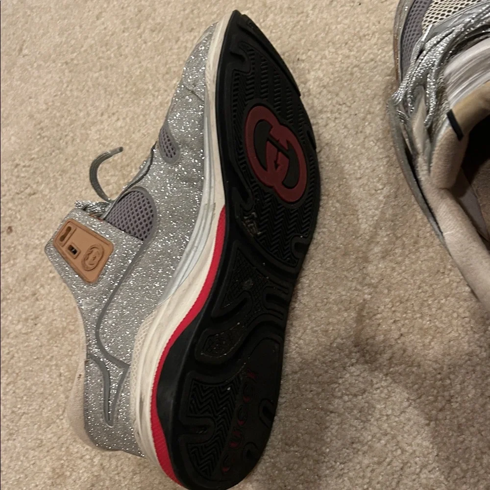 Gucci Ultra Pace Glitter Extravagent Silver and Gray Lightup Sneakers